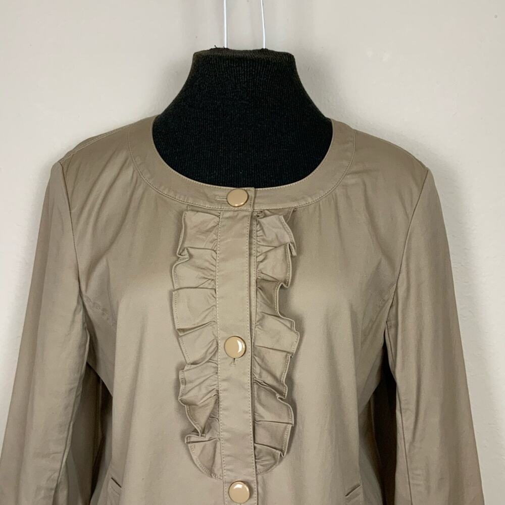 Talbots Ruffle Button Front Jacket Khaki Size 14 P - Picture 2 of 6